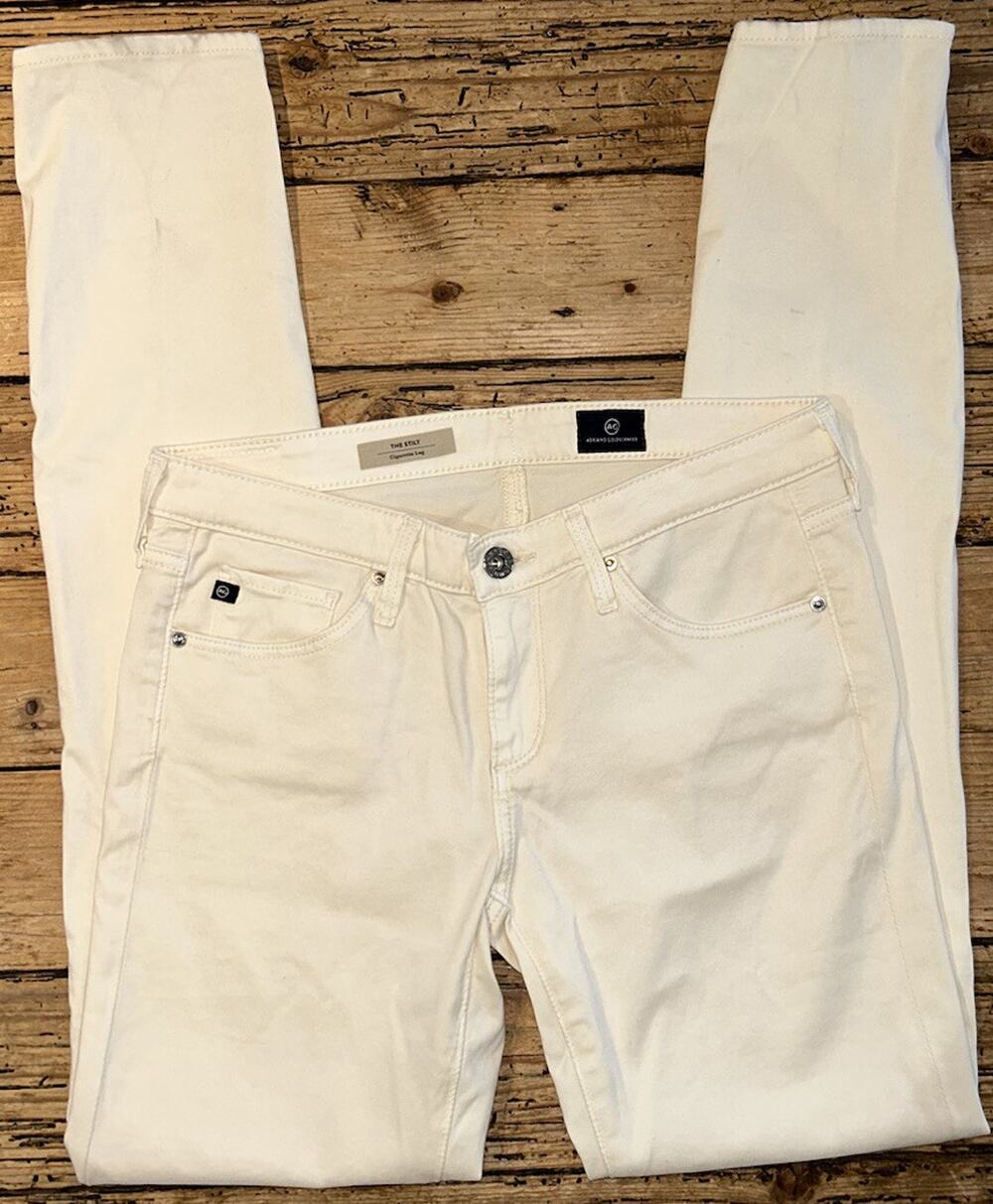 Adriano Goldschmied Women’s Size 26R The Stilt Cigarette Leg Créme Pants